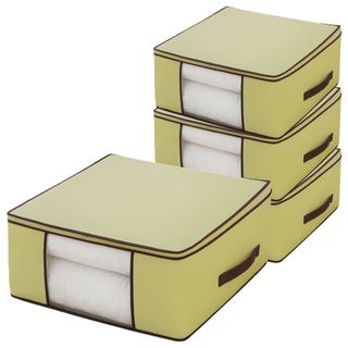Kit com 4 Organizadores Multiuso para Roupas C/ Zíper Guarda Edredom Cobertor