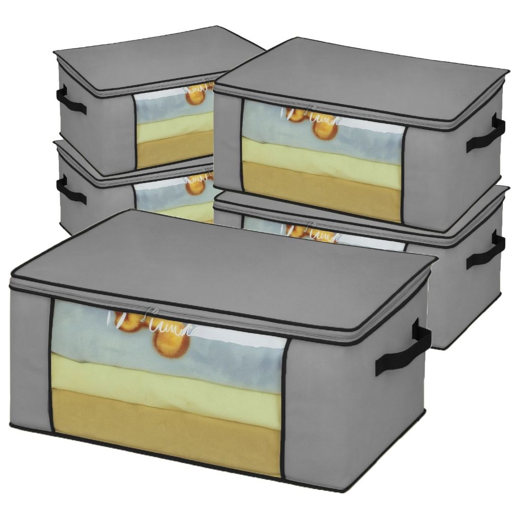 Kit 5 Organizadores Multiuso Grande com Zíper para Roupas Edredom Cobertor