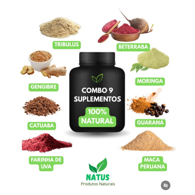 Combo 9 (900G) farinhas 100% naturais energéticas