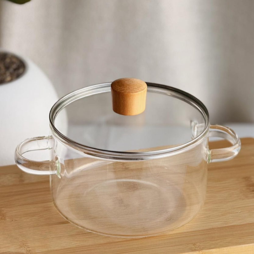 Caçarola de Vidro Panela de Vidro com tampa Resistente ao fogo 1,8Litros