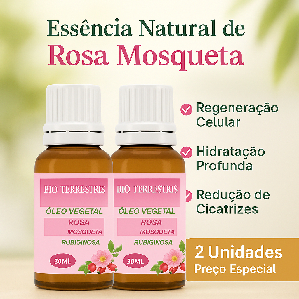 Kit Óleo Vegetal Rosa Mosqueta Rubiginosa 100% Natural Prensado a Frio 30ml (2 peças) - Grande Poder Regenerador em Oferta na Shopee