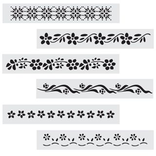 CUTK-0004 - Kit 6 Stencils Pintura Barrados Floral 5x30cm Mylar 190 Micras Branco Leitoso em Oferta na Shopee