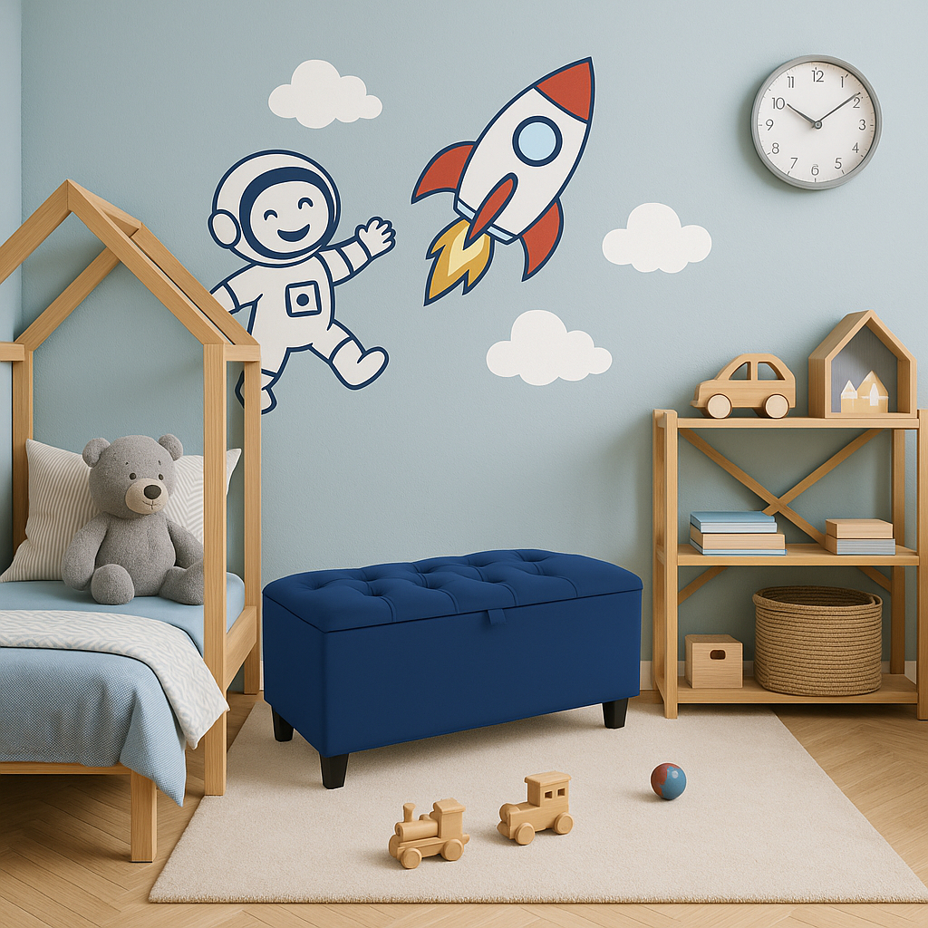 Puff Baú Capitonê Suede Porta Objetos Pé de Cama Decorativo Organizador Roupas Brinquedos
