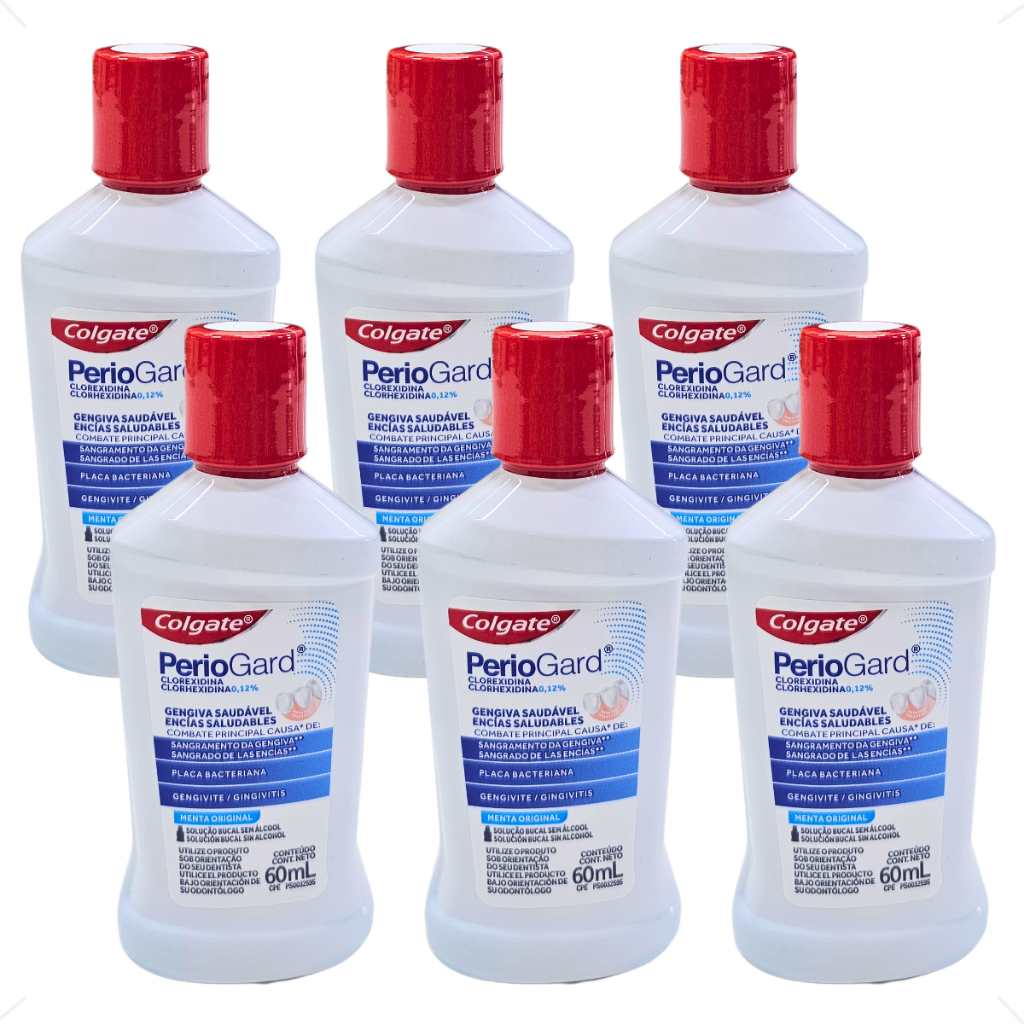 Kit com 2, 4 ou 6 PerioGard Enxaguante Bucal Colgate 60 ml cada