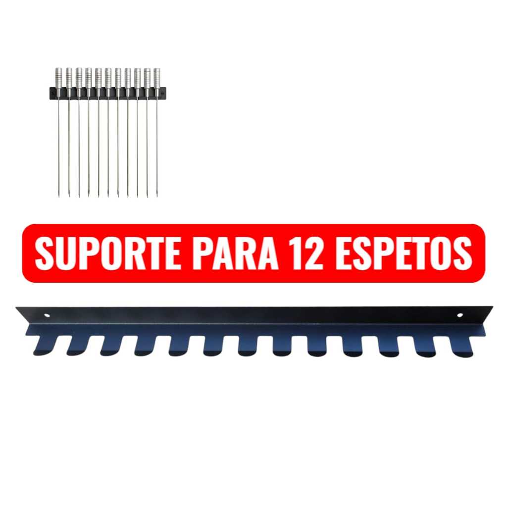 Suporte de Parede Para 12 Espetos De Churrasco