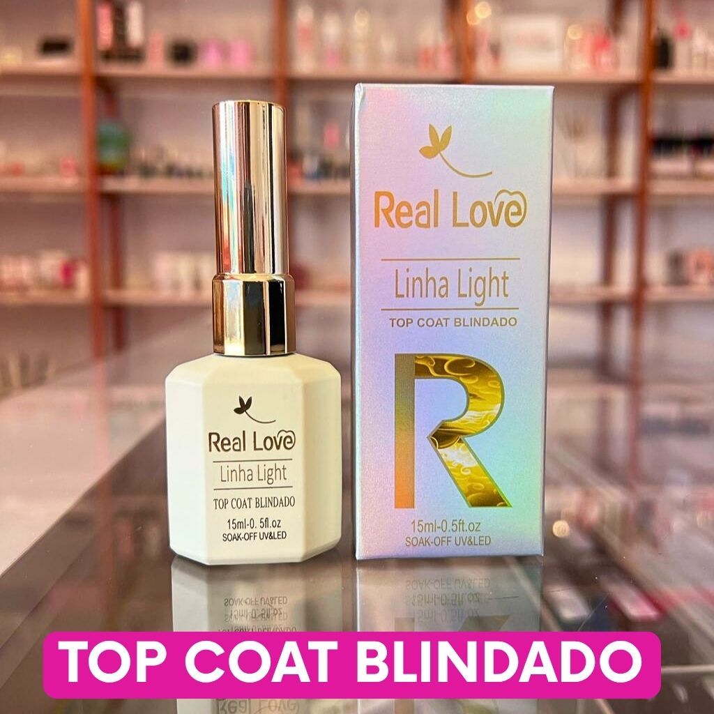 Real Love Top Coat Blindado Linha Light Soak Off - 15ml