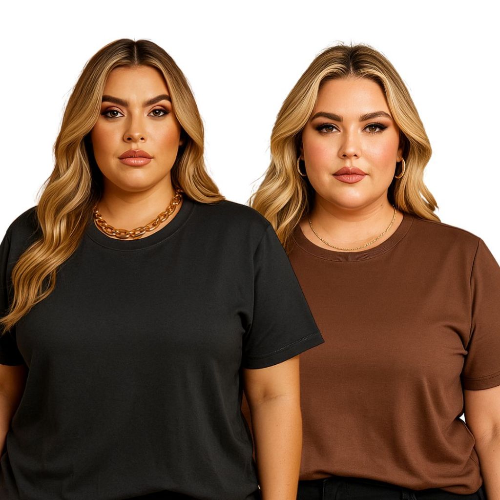 Kit 2 Camiseta Tshirt Face Oculta Plus Size Moda Grande Básica GG ao G3 Lisa em Oferta na Shopee