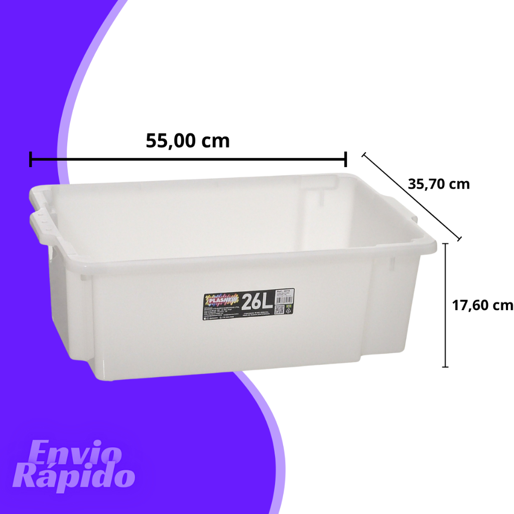 Kit 2 X Caixa Frigorífica 26 Litros Plastico Natural Atóxico Açougue Descongela Carne Alimentos 26L — imagem 2 de 2