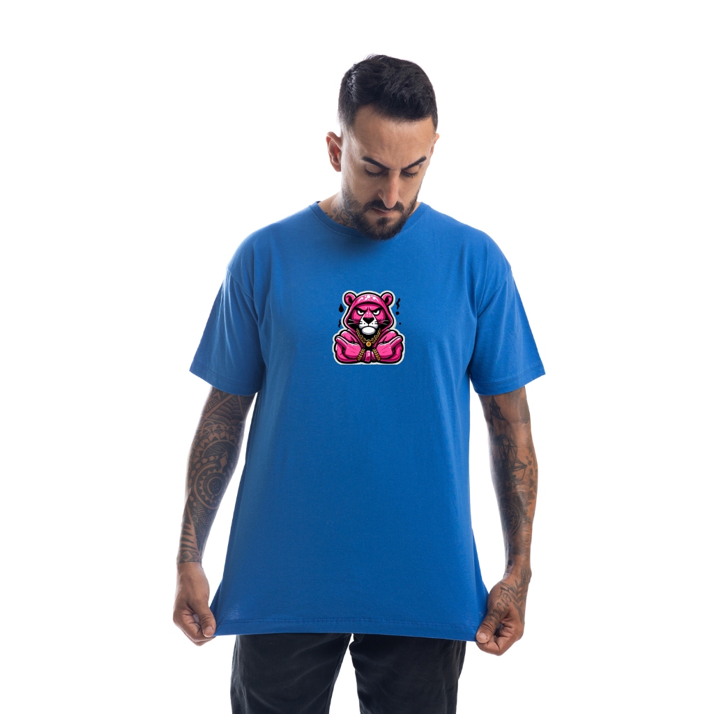 Camiseta Blusa Lisa Casual Básico Leve 100% Algodão Estampado Pantera cor de Rosa Estilosa - Envio Imediato