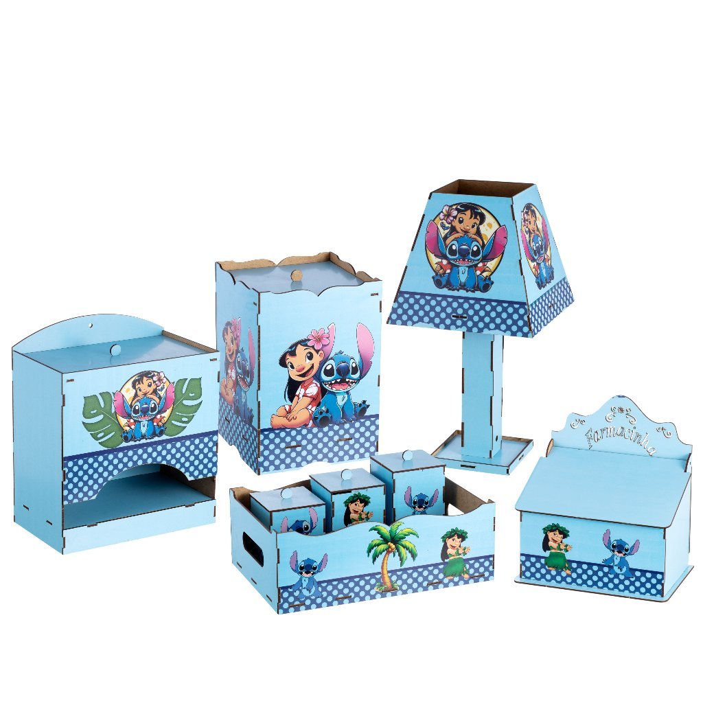 Kit Higiene Azul Farmacinha Cuidados Bebê Fraldas Promoção Mdf