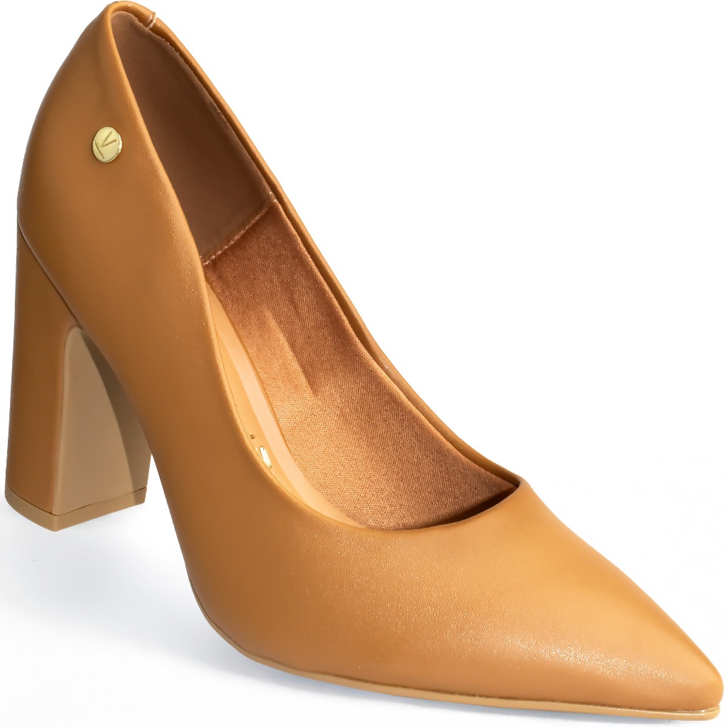 Sapato Scarpin Vizzano Salto Alto Bloco Confortável 1285 Caramelo