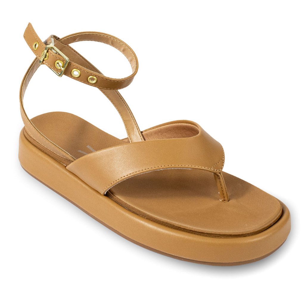 Sandália Flat Vizzano Feminina Original Tornozelo 6506.103 Caramelo