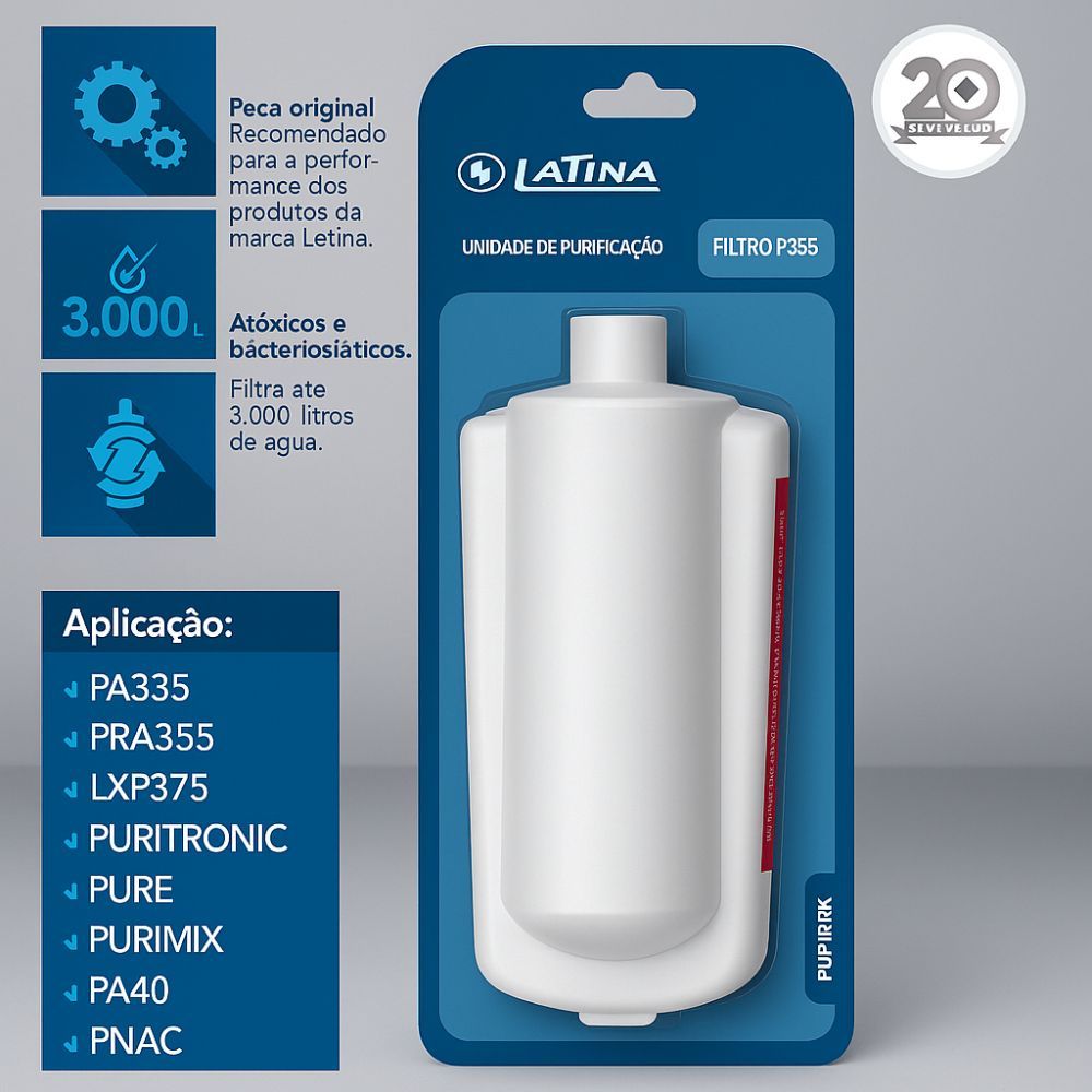 Filtro Para Purificador de Água Latina, PA355 Refil, Branco