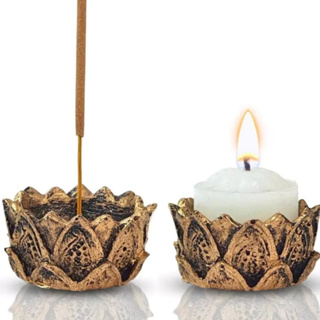 Kit com 2 Incensários/Castiçais Flor de Lótus – Elegância e Versatilidade na Sua Decoração em Oferta na Shopee