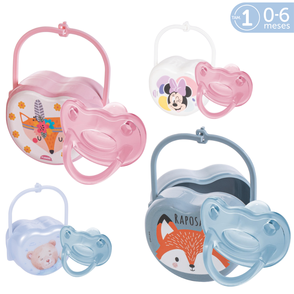 Chupeta Lillo 100% Silicone Ortodôntica para Bebê 0-6 Meses + Porta-Chupeta com Alça Plasútil Chupeta Lillo 100% Silicone Ortodôntica para Bebê 0-6 Meses + Porta-Chupeta com Alça Plasútil