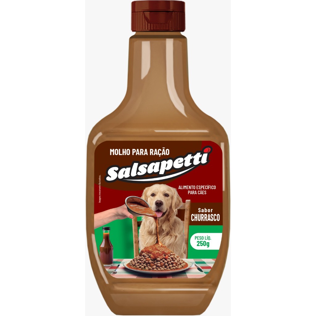 Molho para Ração de Cachorro Sabor Churrasco 250g Cremoso Salsapetti Sachê para Cachorro Molho para Ração Pet