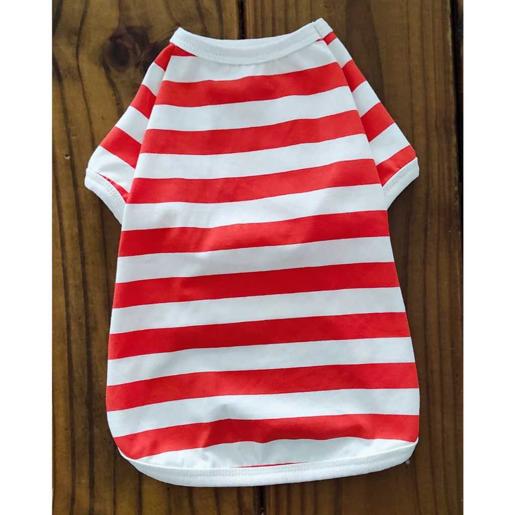 Camiseta Pet Listrada - Off-white com laranja
