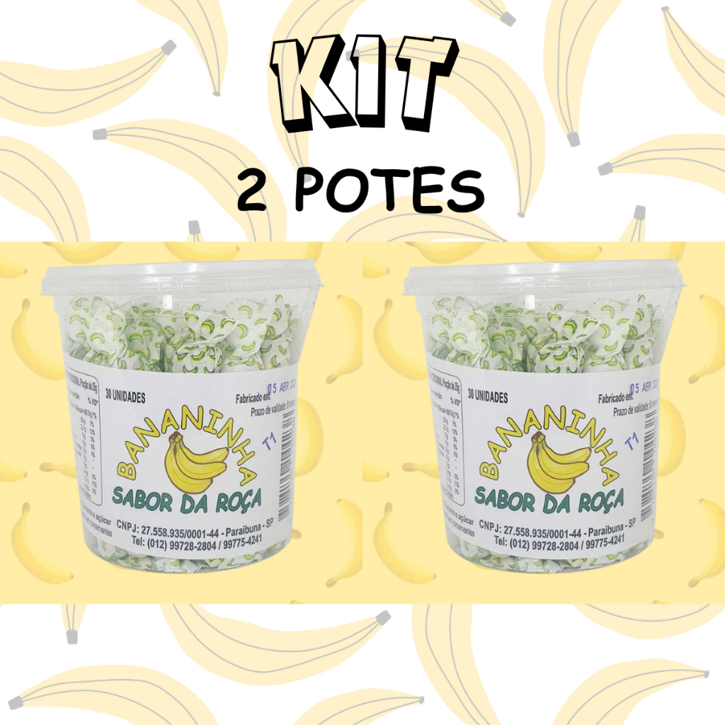 Kit 2 Potes Doce de Banana Bananinha Sabor da Roça Paraibuna Pote 30 Unidades
