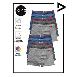 Kit 10 Cueca Boxer Masculina Poliamida Algodão Box Confortável Elastico Reforçado Dia a Dia Lingerie Masculino Revenda em Oferta na Shopee