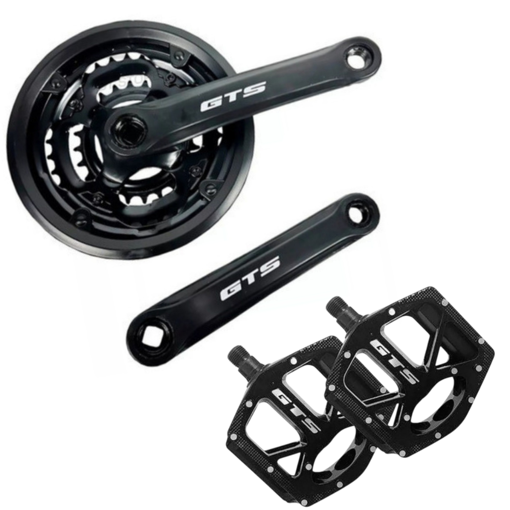 Pedivela Pedal Gts Tipo Shimano Reduzido 42/34/24 Preto / Pedal Plataforma GTS Alumínio Rosca Grossa