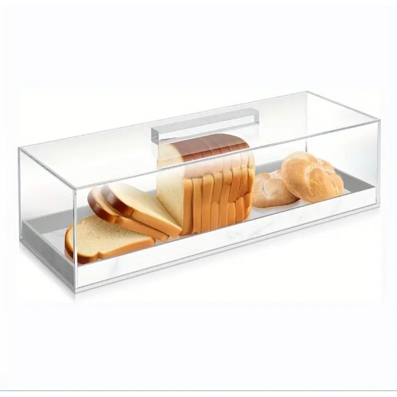 Porta pão de forma em acrílico transparente com 3 opções de cor.