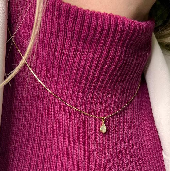 Colar 45cm com pingente gota boreal - banho ouro 18k em Oferta na Shopee