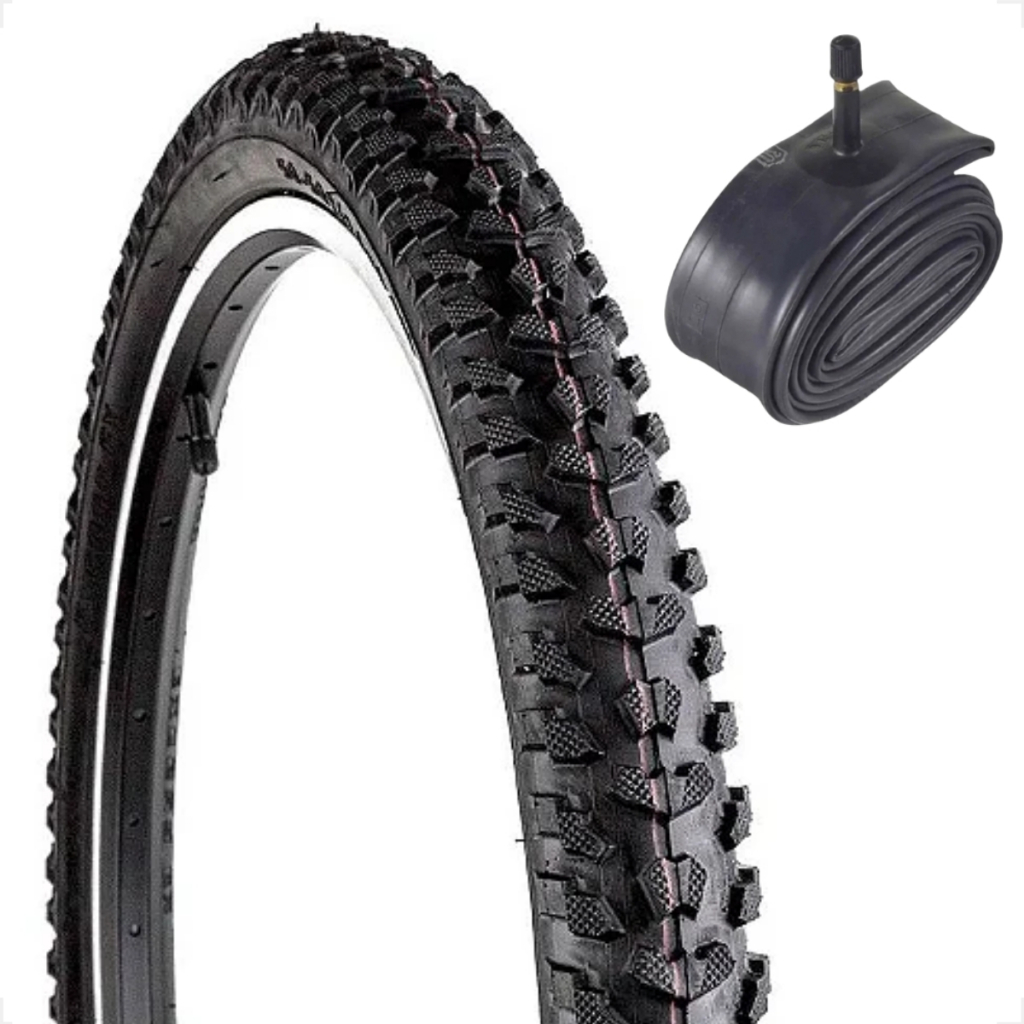 Pneu bicicleta Levorin Excess aro 26 x 1.95 Cravudo trilha mtb banda leve + Camara bico grosso 33mm