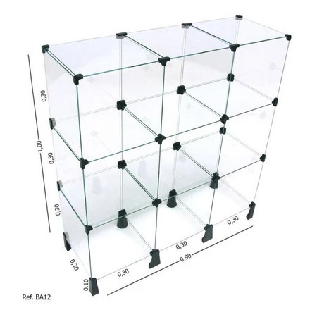 Vitrine Modulada de Vidro 4mm com 33 Peças – Balcão Expositor Comercial