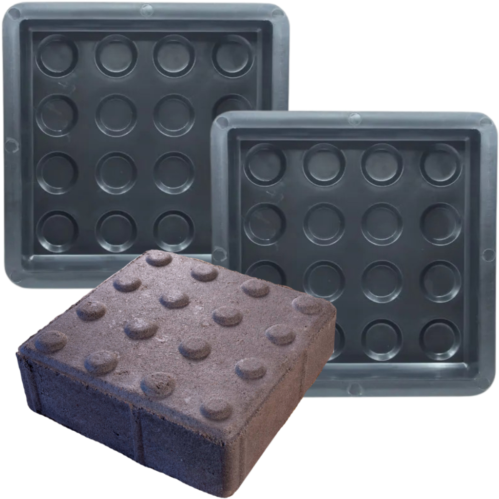 2 Forma Molde p Bloquete Piso Concreto 20x20x3 Guia Acessibilidade Piso Tátil Bolinha Alerta