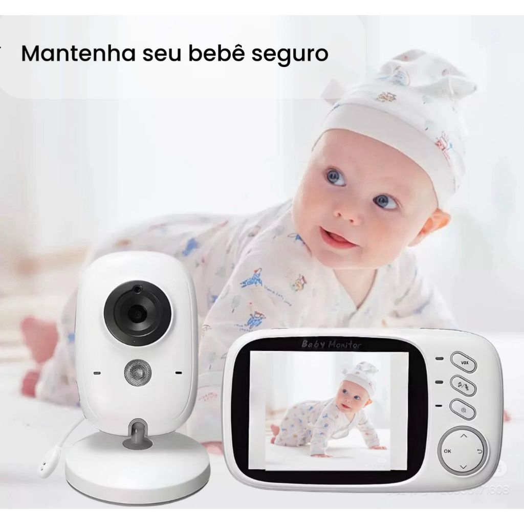 Baba Eletrônica Com Monitor Visão Noturna, Câmera c/ Audio Sensor de Temperatura ALEX em Oferta na Shopee
