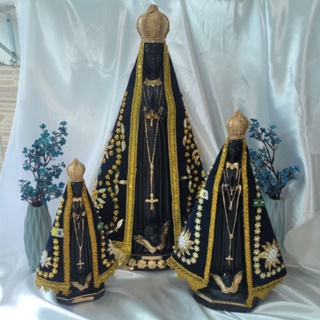 Nossa Senhora Aparecida grande 70cm 45cm 32cm Gesso Maciço com Manto Rico em Bordados e Estrass em Oferta na Shopee