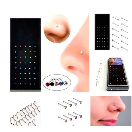 Kit Com 40 Piercing de Nariz Cristal Reto/Dobrar lindo aço inox em Oferta na Shopee