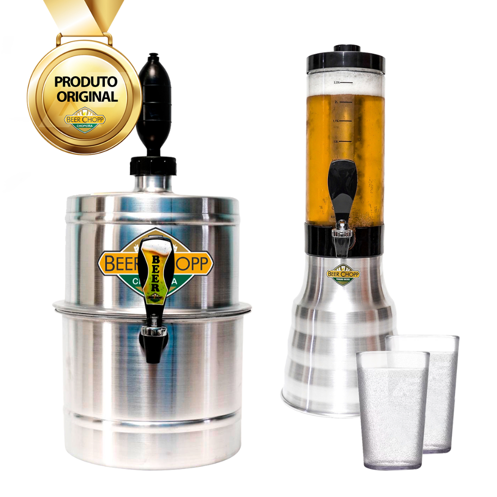 Kit Chopeira Manual 5,1 + Torre De Chop 2 Litros Beer Chop + 2 Copos Policarbonato