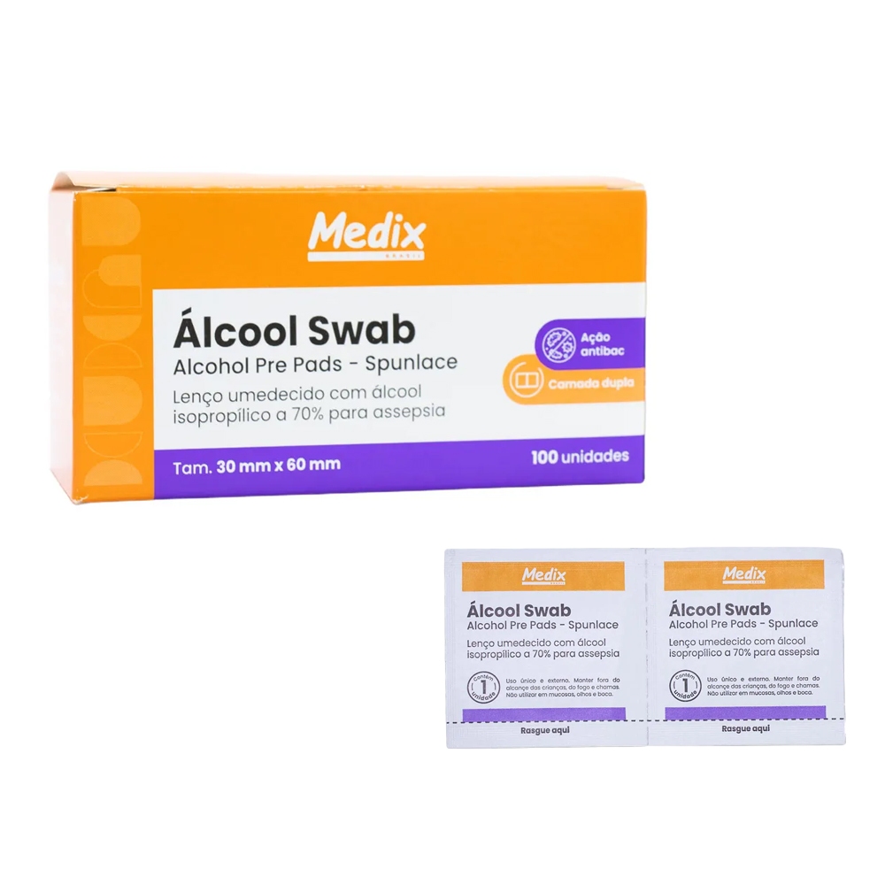 Álcool Swab 70% Saches De Lenços Umedecidos Caixa C/ 100un em Oferta na Shopee