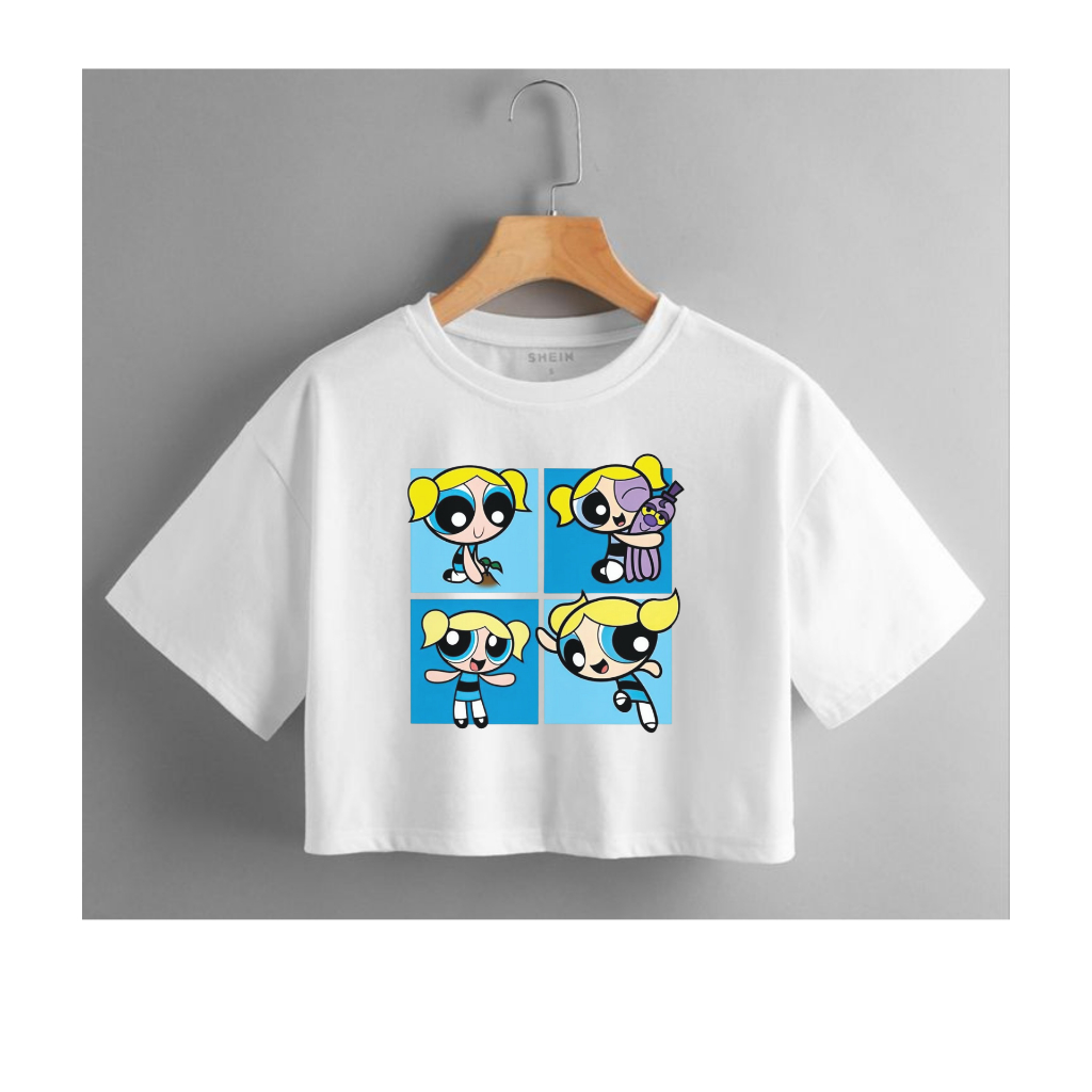 Cropped Feminino Meninas Super Poderosas Academia Leve Confortável Meninas 100% Algodão T-Shirt
