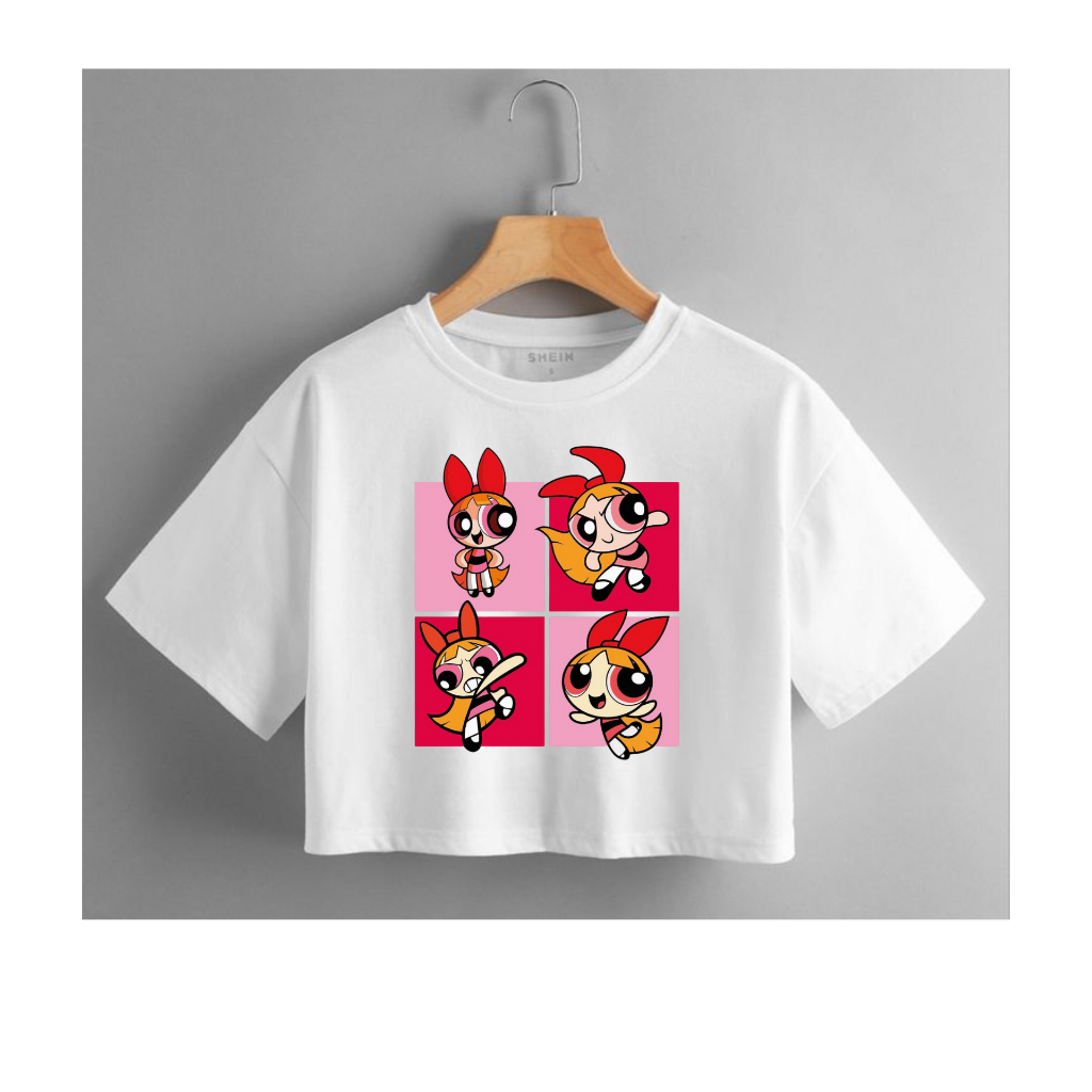 Cropped Feminino Estampas Stitch Bob Esponja Divertidamente Rei Leão Meninas Poderosas Academia Leve Confortavel