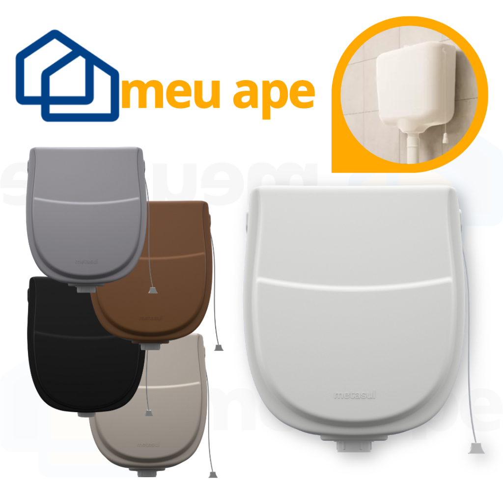 Caixa de Descarga P/ Vaso Sanitário C/ Cordinha Suspensa Banheiro Plástica 9 Litros Metasul