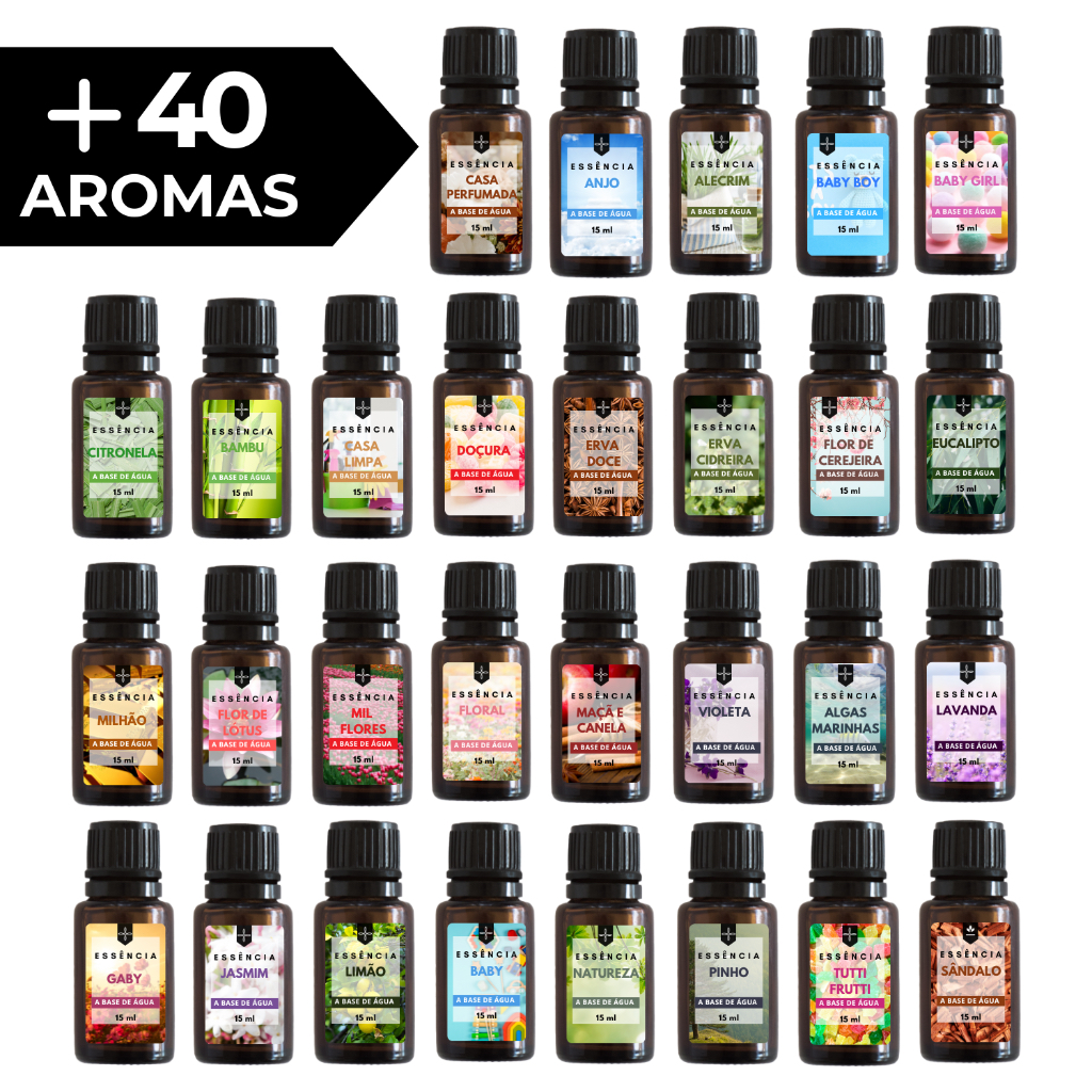 Imagem Essência Hidrossolúvel 15ml Kit Aromaterapia Para  Difusor e Umidificador – Aroma Intenso Base Água