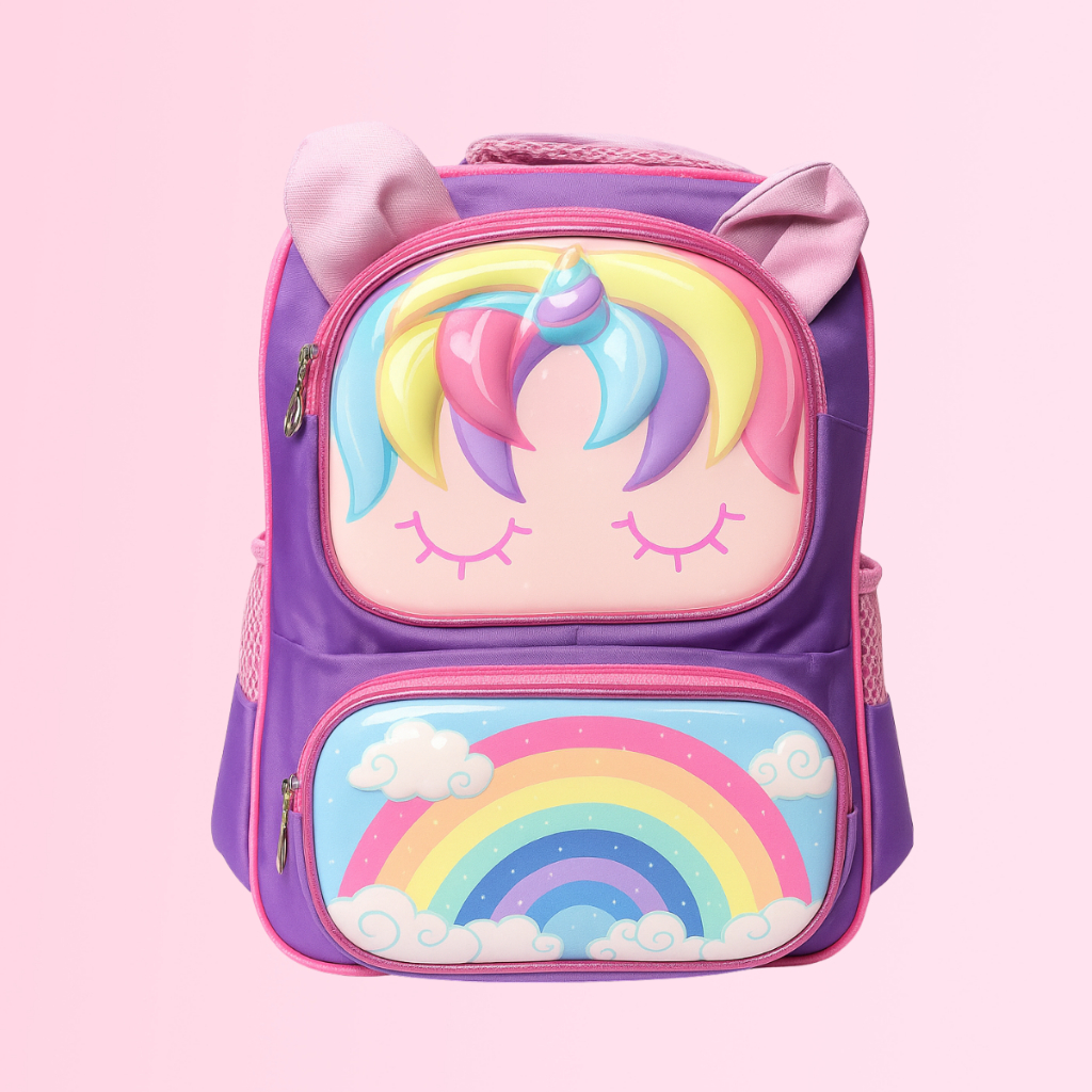 Mochila de Costas Unicórnio Escolar Infantil Menina Fofa Cor Rosa Grande