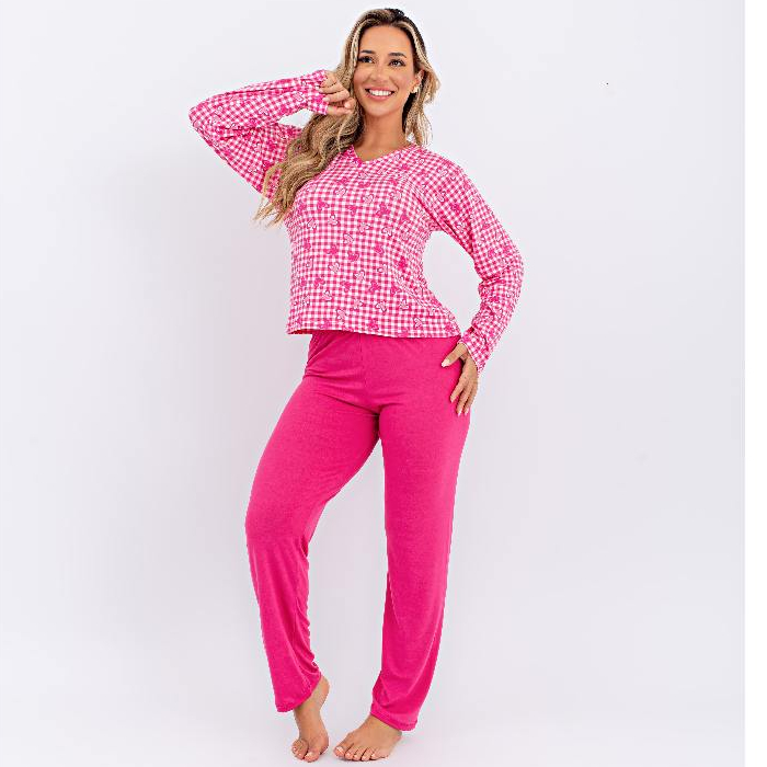 Pijama Inverno Quentinho Longo Feminino Inverno Suede Roupas de Dormir em Oferta na Shopee