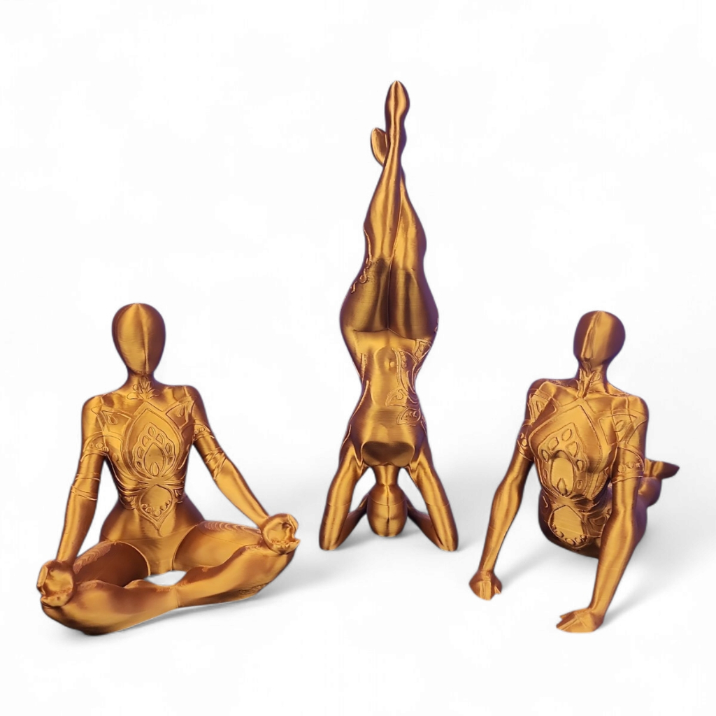 3 Estátuas Enfeite Decoração Yoga Ioga Meditação Presente