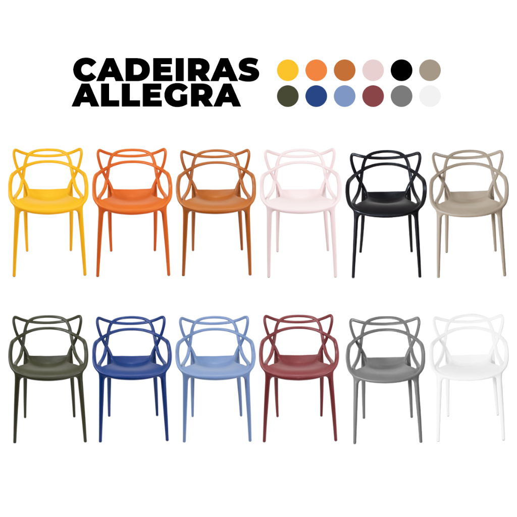 Conjunto 2 Cadeiras Sala de Jantar Allegra Empilhavel - Cores Diversas - Home & Living