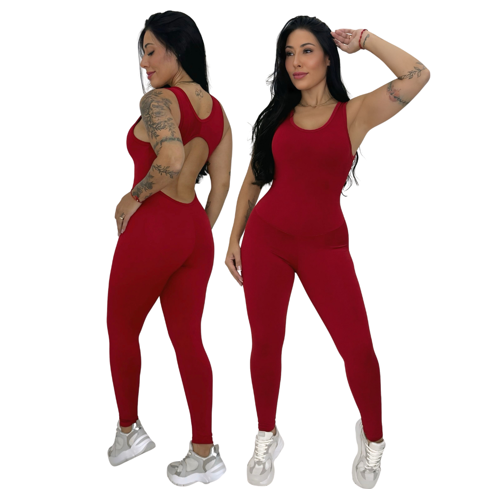 Macacão Feminino Fitness Ginastica Costas Nua Longo Suplex Sem Bojo em Oferta na Shopee