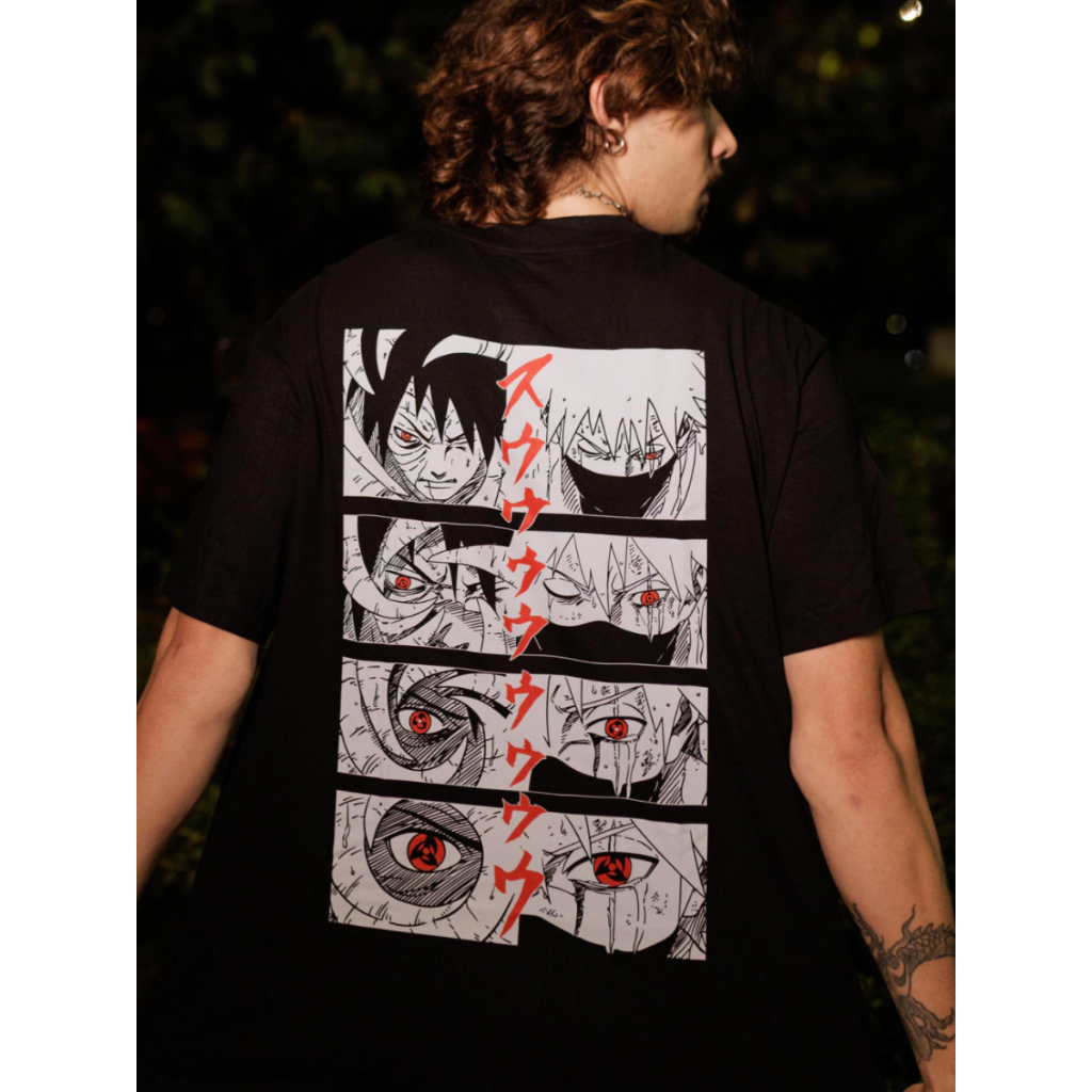 Camiseta Preta Obito X Kakashi Otaku Naruto Anime Camisa de Mangá Amálias Concept Exclusiva Edição Limitada