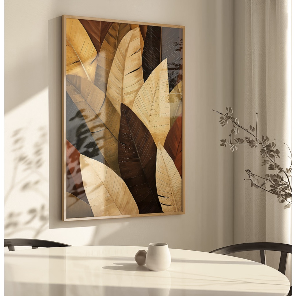 Quadro Folhagem Com Moldura E Vidro Quadro De Sala Decorativo Quadro Natureza Seca Tons De Marrom