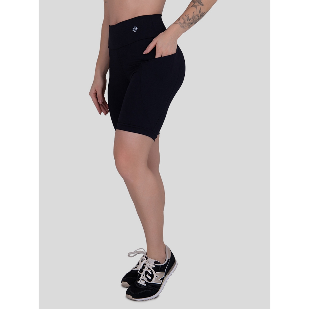 Bermuda de Poliamida Feminina Fitness Academia Bolso Play Moda Feminina