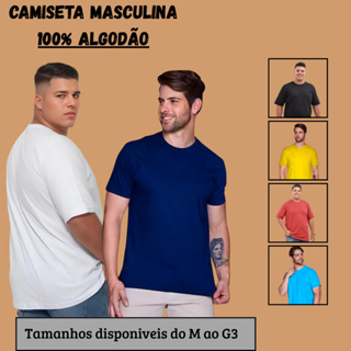 Camiseta básica do M ao G3 PLUS Size Masculina básica 100% Algodão lisa qualidade premium academia em Oferta na Shopee