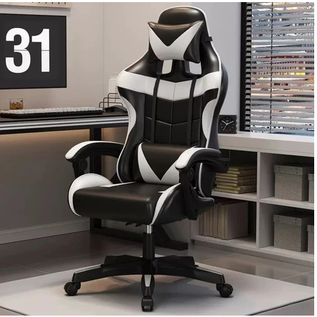 Cadeira Gamer Premium Reclinável 360° – Couro, Apoio para Pés e Ajustes ErgonômicosF19