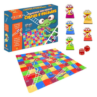 Jogo Cobras e Escadas Gigante Brinquedo Educativo - Bate Bumbo - 6 anos