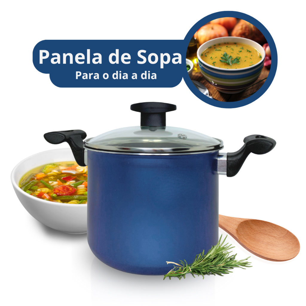 Caldeirão Antiaderente | Panela Alta Pequena Com Tampa De Vidro E Alças Laterais | Para So...